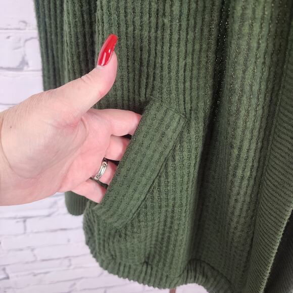 Torrid Cardigan Womans 2X Super Soft Plush Waffle Hooded Open Front Green - Picture 6 of 11
